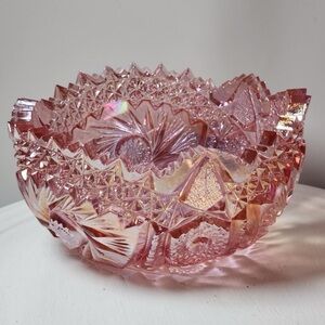 *VTG* Carnival Cut Iridescent Pink “Comet In The Stars” Bowl